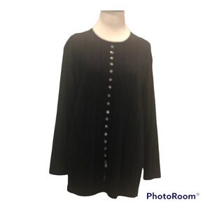 Chaus Lambswool Angora Long sleeve faux  button front sweater -size small
